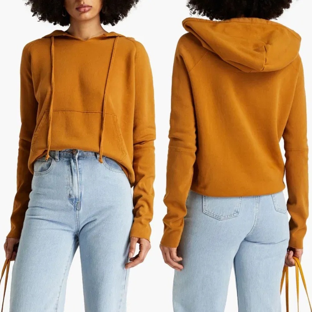 Nili Lotan Janie French Cotton Terry Hoodie Sweatshirt In Burnt Ochre